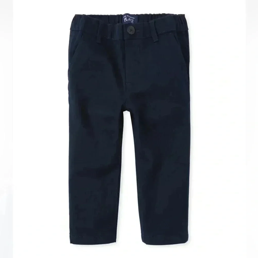 Toddler Boys Uniform Stretch Straight Chino Pants - New Navy
